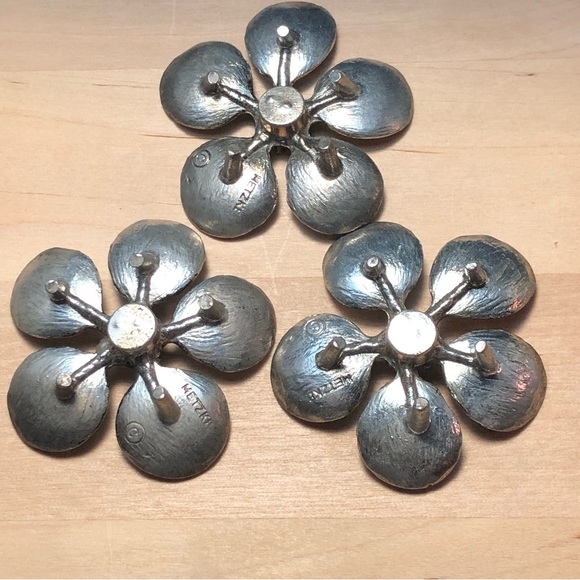 Metzke Vintage Pewter Blossom Taper Candle Holders-Three (3) - Picture 7 of 8